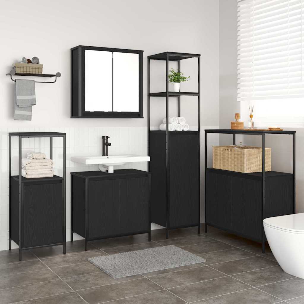 Set namještaja za kupaonicu 5 pcs Crni hrast Konstruirano drvo