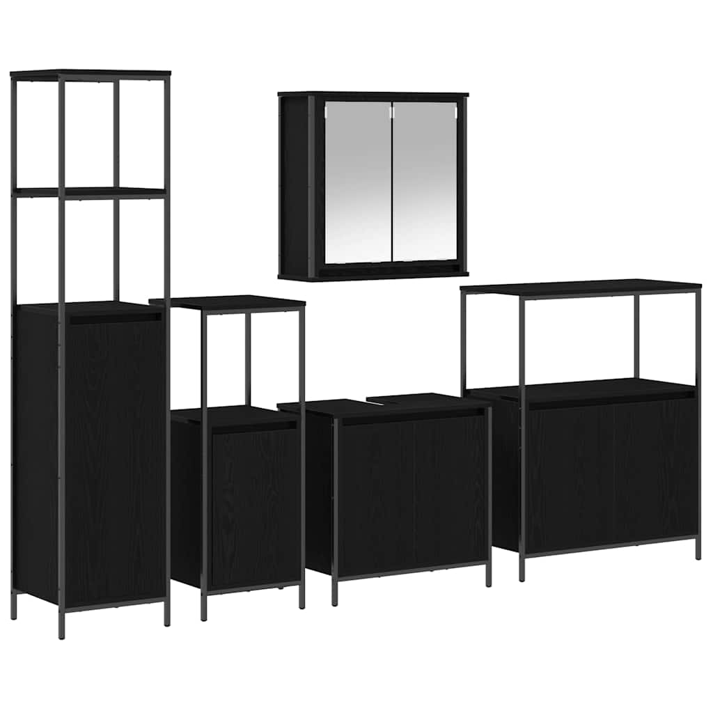 Set namještaja za kupaonicu 5 pcs Crni hrast Konstruirano drvo