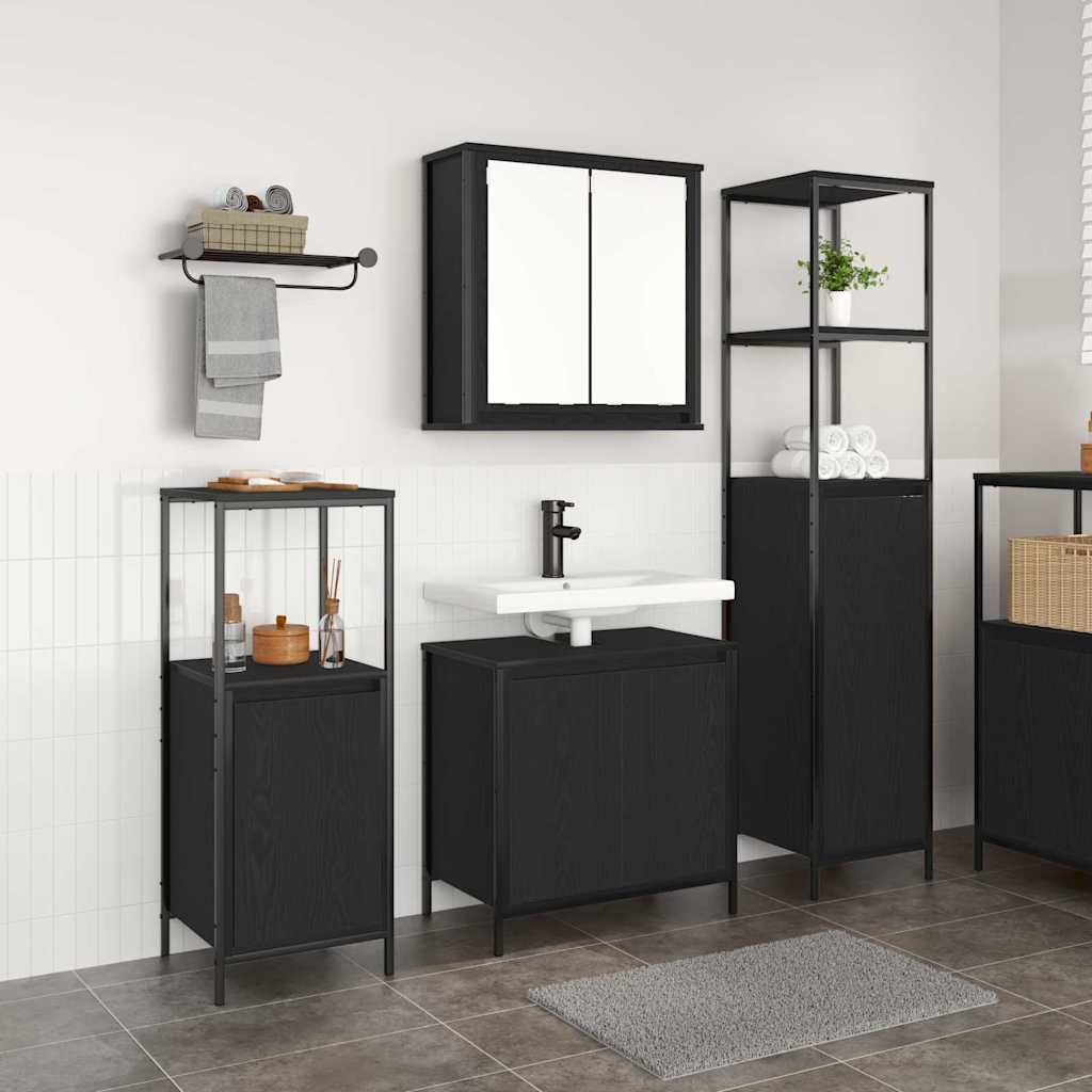 Set namještaja za kupaonicu 3 pcs Crni hrast Konstruirano drvo