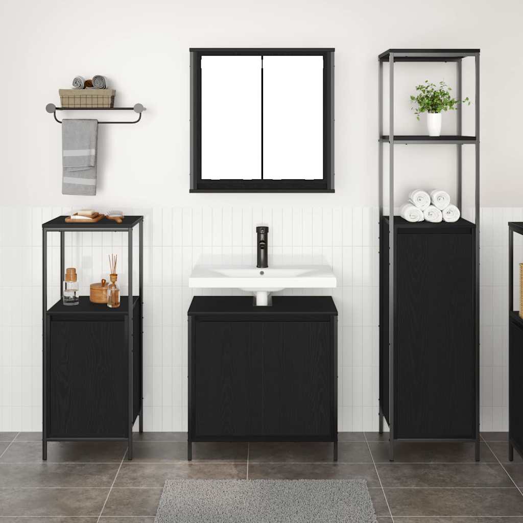 Set namještaja za kupaonicu 3 pcs Crni hrast Konstruirano drvo
