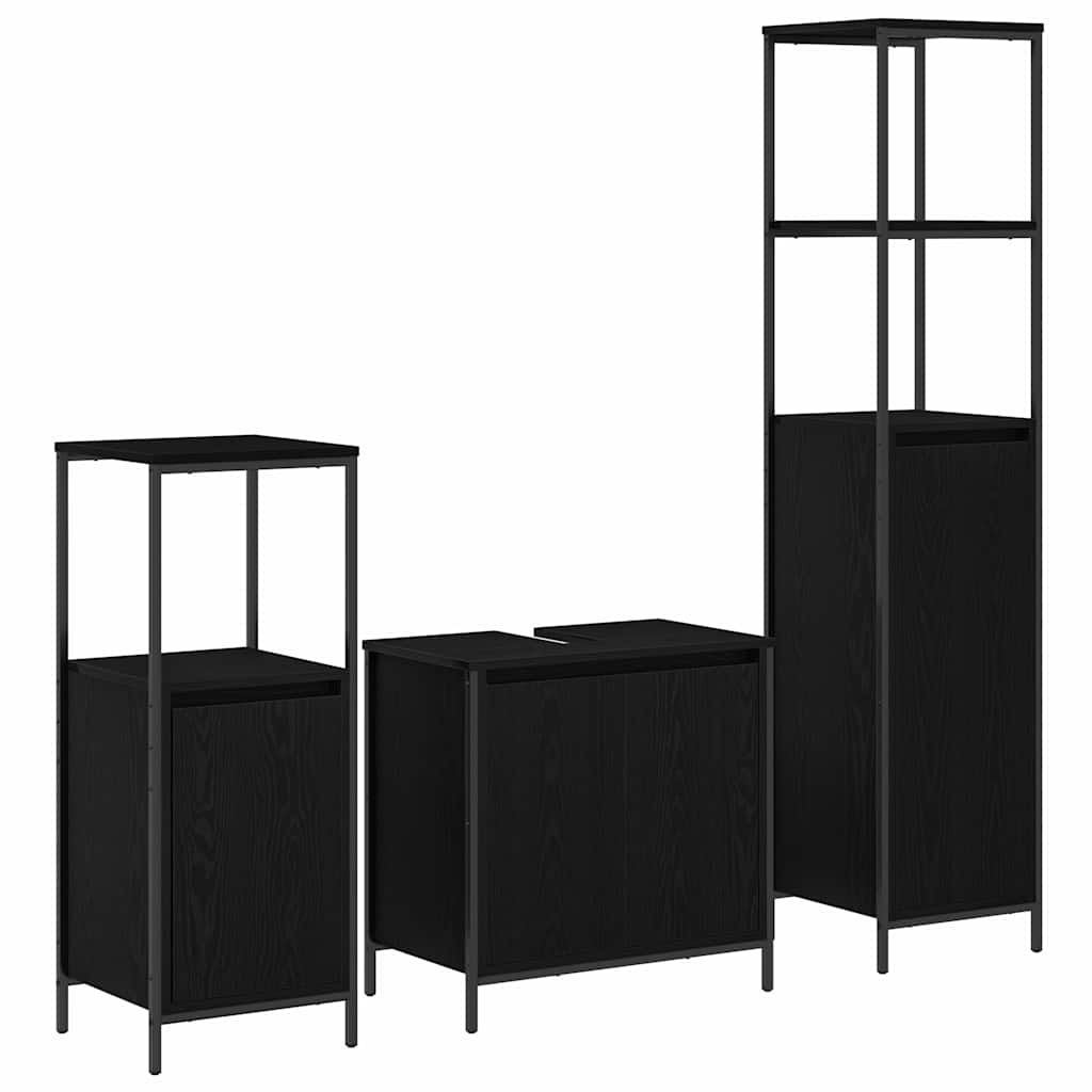 Set namještaja za kupaonicu 3 pcs Crni hrast Konstruirano drvo
