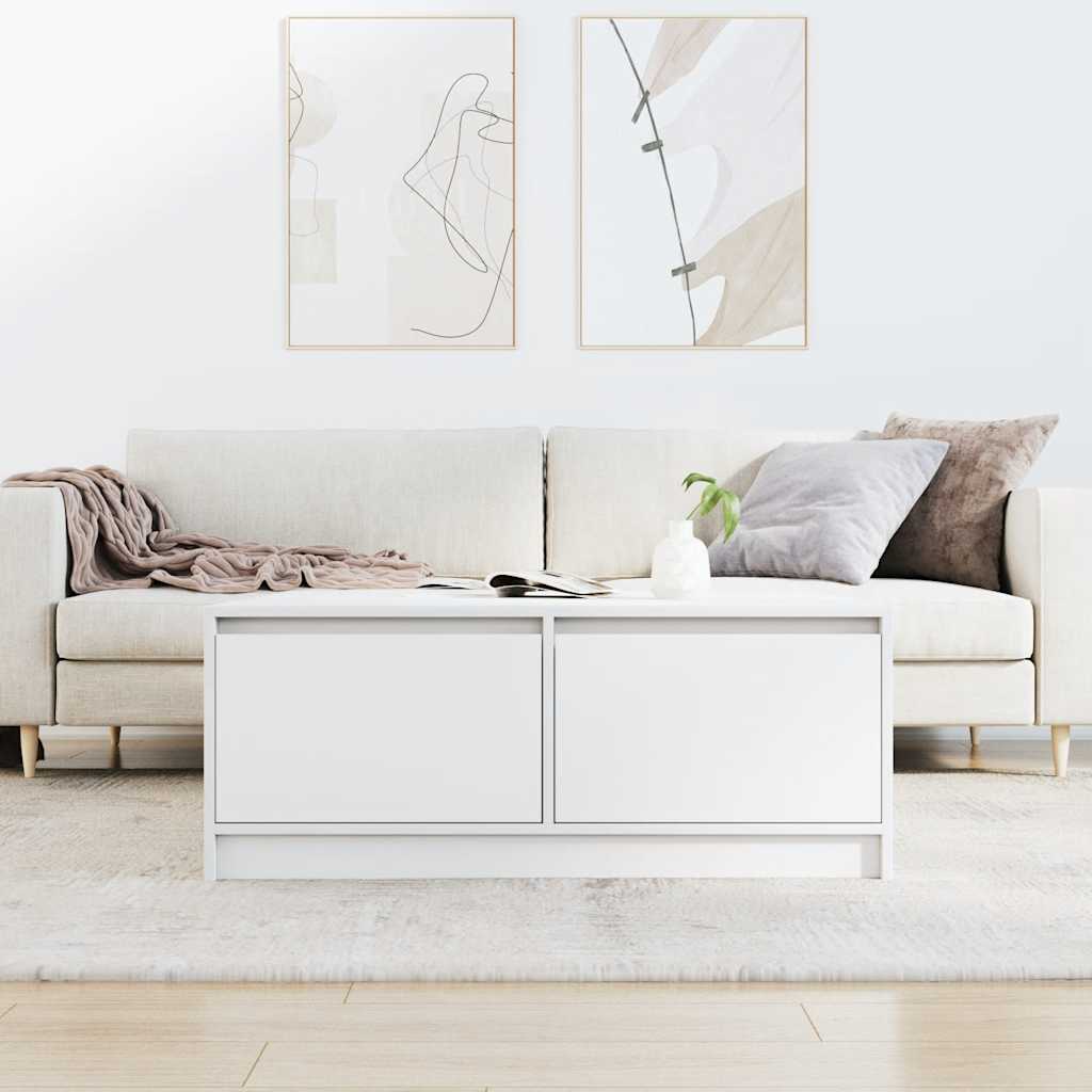 stol za kavu s ladicama bijeli 100x100x40 cm