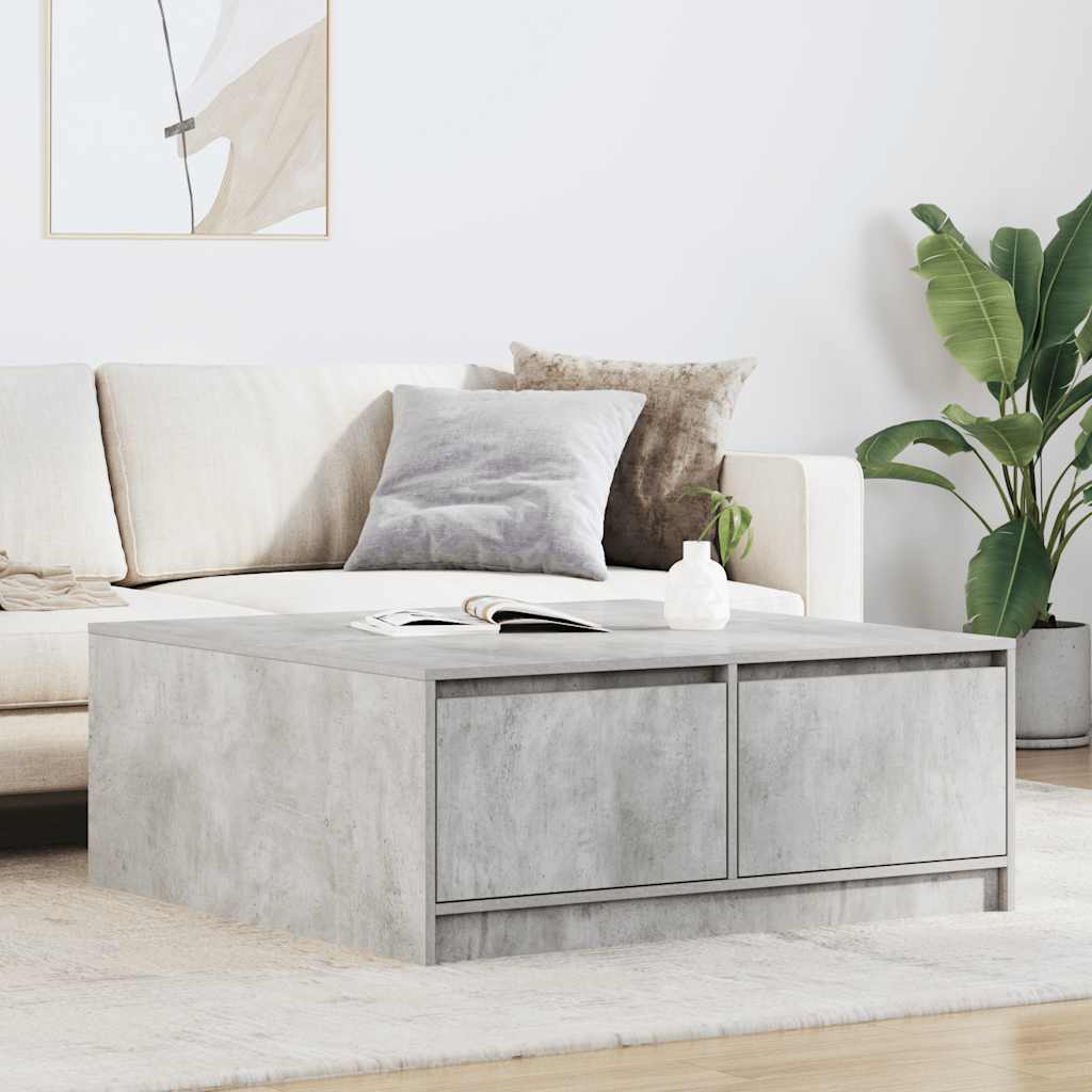stol za kavu s ladicama beton sivi 100x100x40 cm