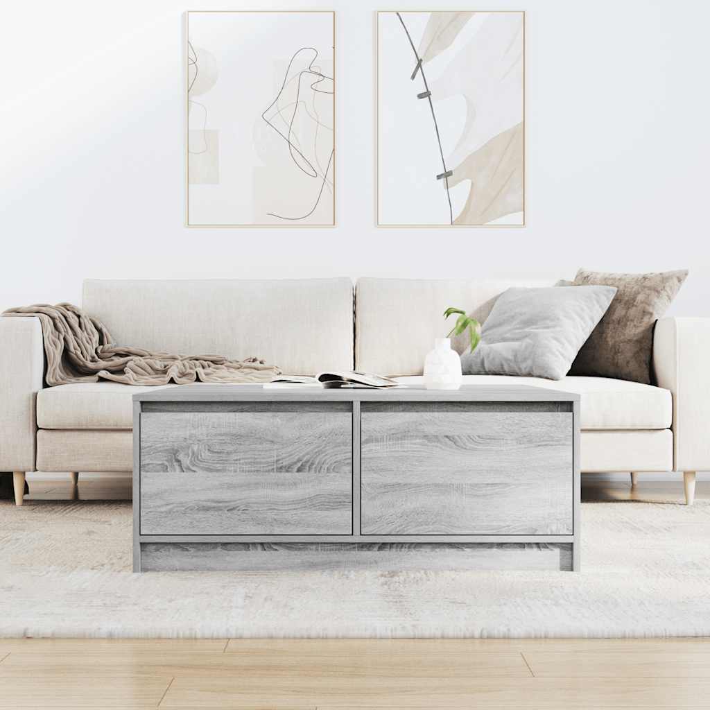 stol za kavu s ladicama sivog sonome 100x100x40 cm