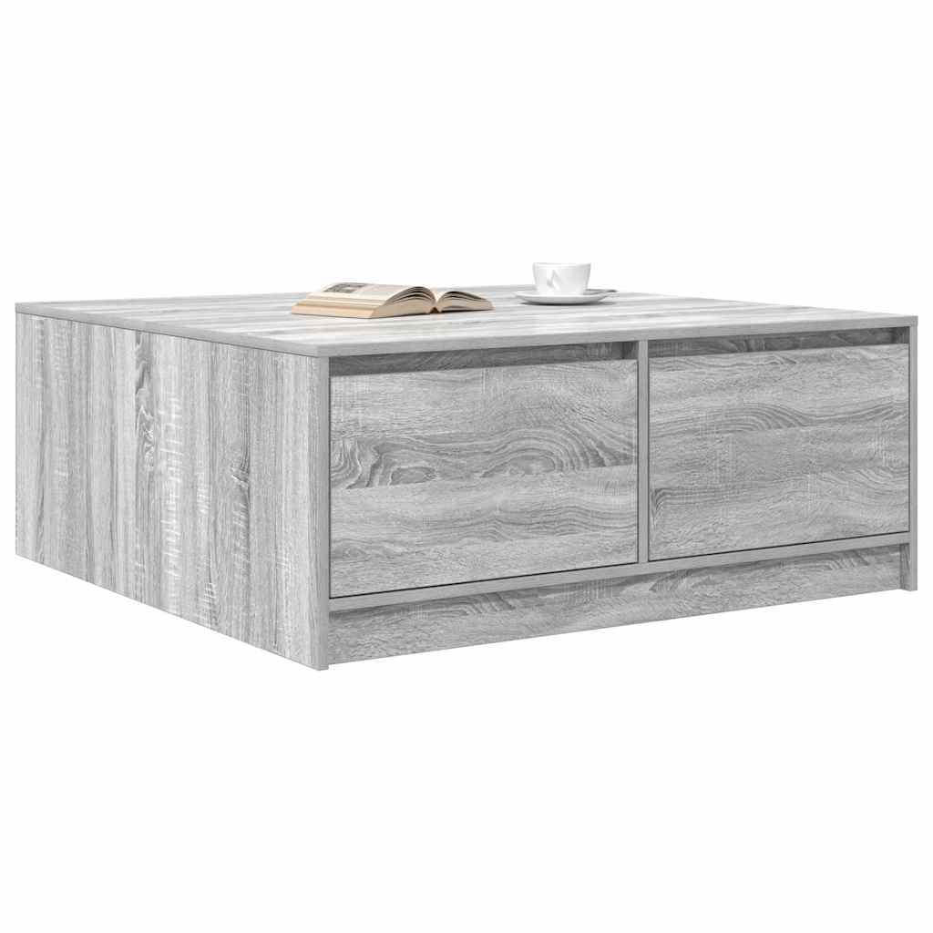 stol za kavu s ladicama sivog sonome 100x100x40 cm