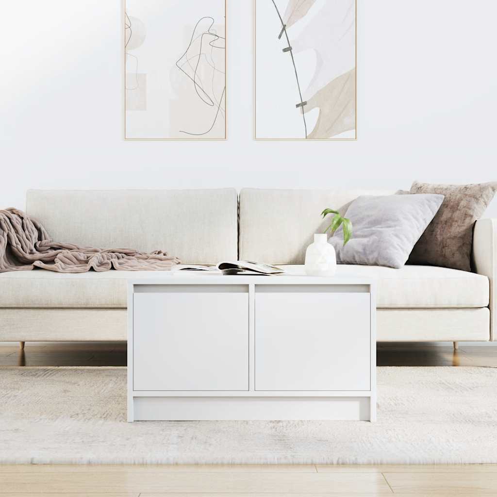 stol za kavu s ladicama bijeli 70,5x70x40 cm