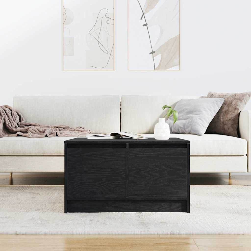 stol za kavu s ladicama crni hrast 70,5x70x40 cm