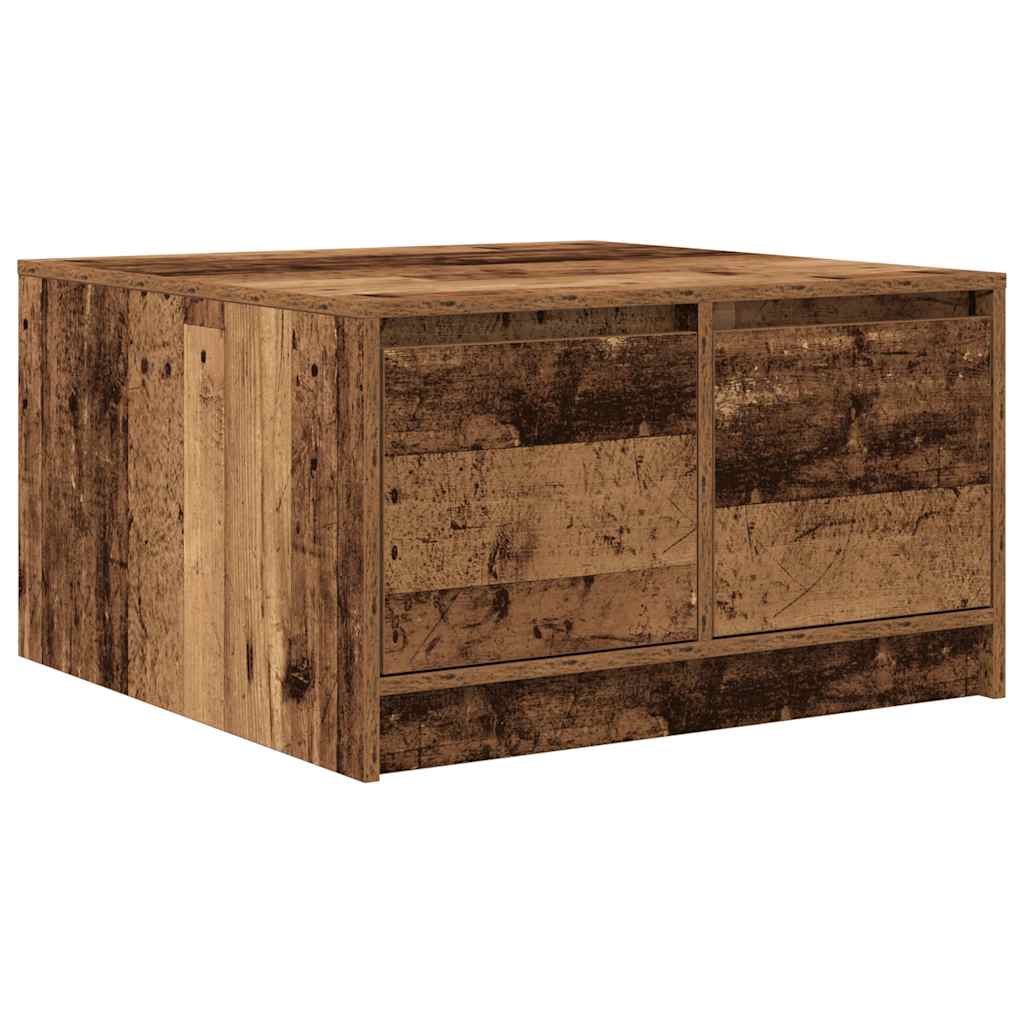 stol za kavu s ladicama staro drvo 70,5x70x40 cm