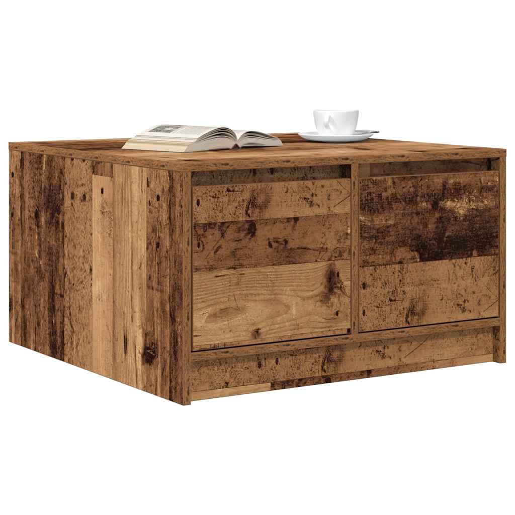 stol za kavu s ladicama staro drvo 70,5x70x40 cm