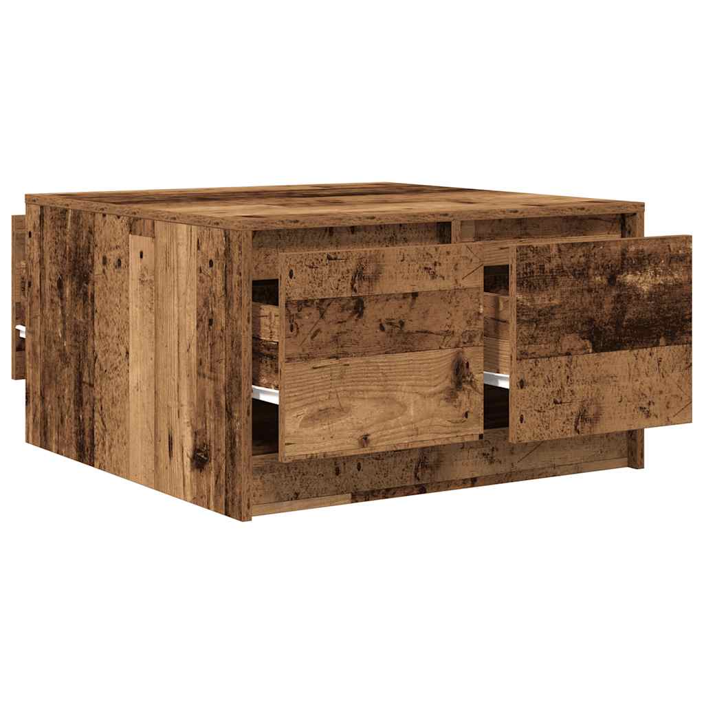 stol za kavu s ladicama staro drvo 70,5x70x40 cm