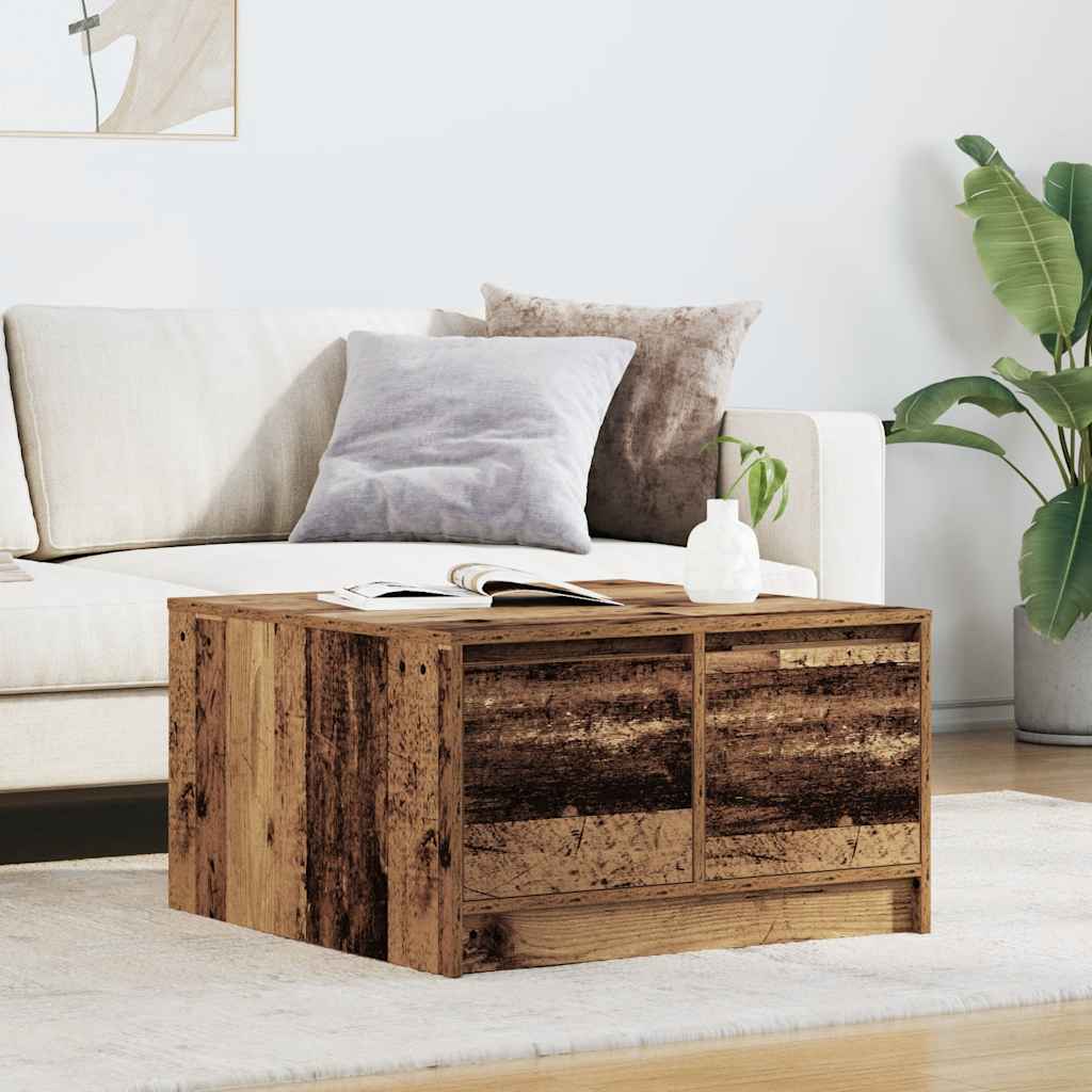 stol za kavu s ladicama staro drvo 70,5x70x40 cm