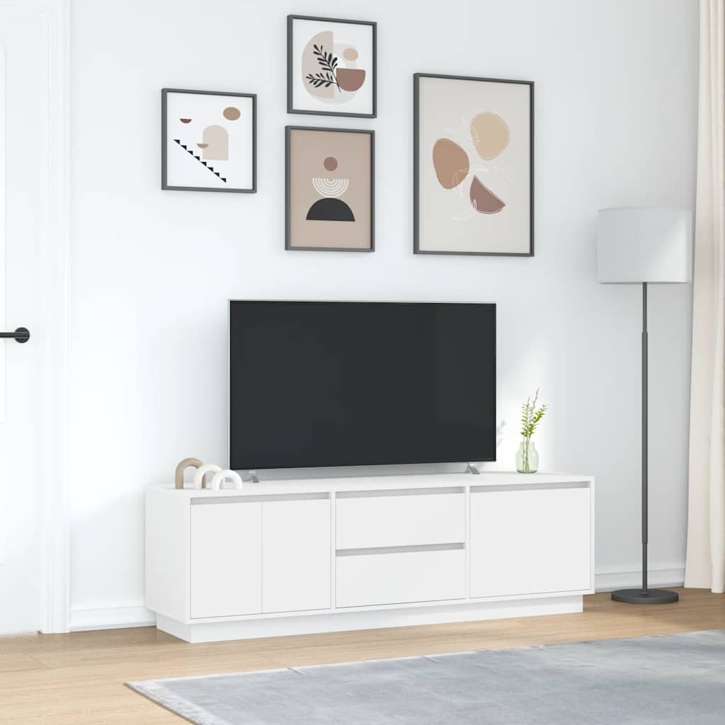 TV ormarić s LED svjetlima bijeli 160,5x41x50 cm