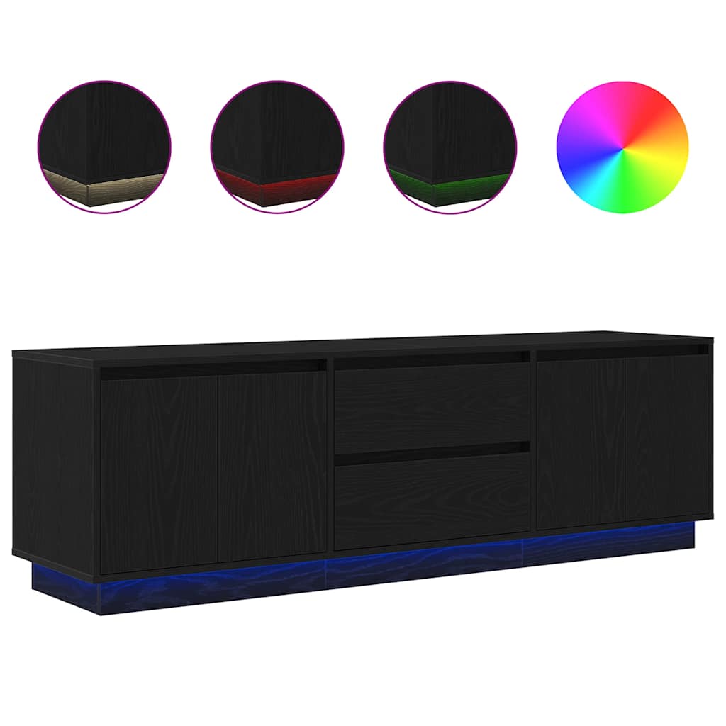 TV ormarić s LED svjetlima crni 160,5x41x50 cm