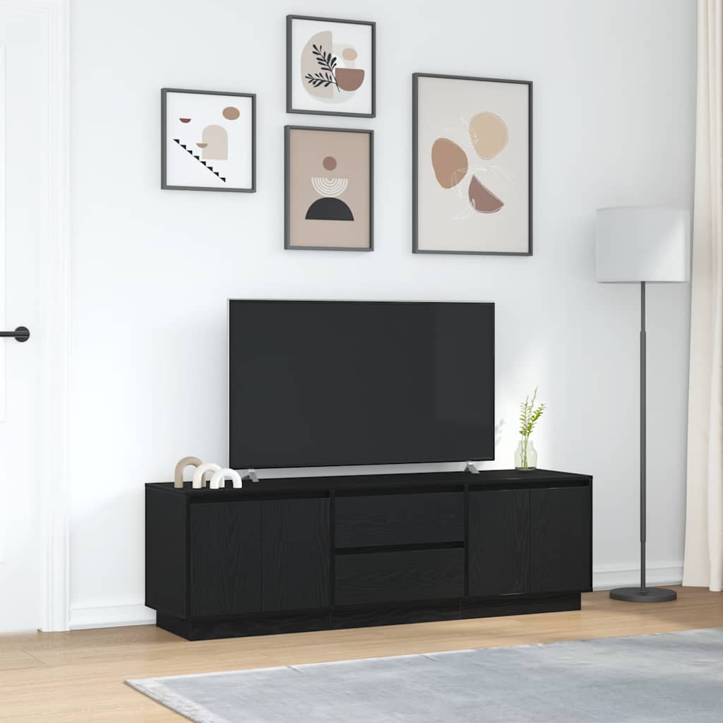 TV ormarić s LED svjetlima crni 160,5x41x50 cm