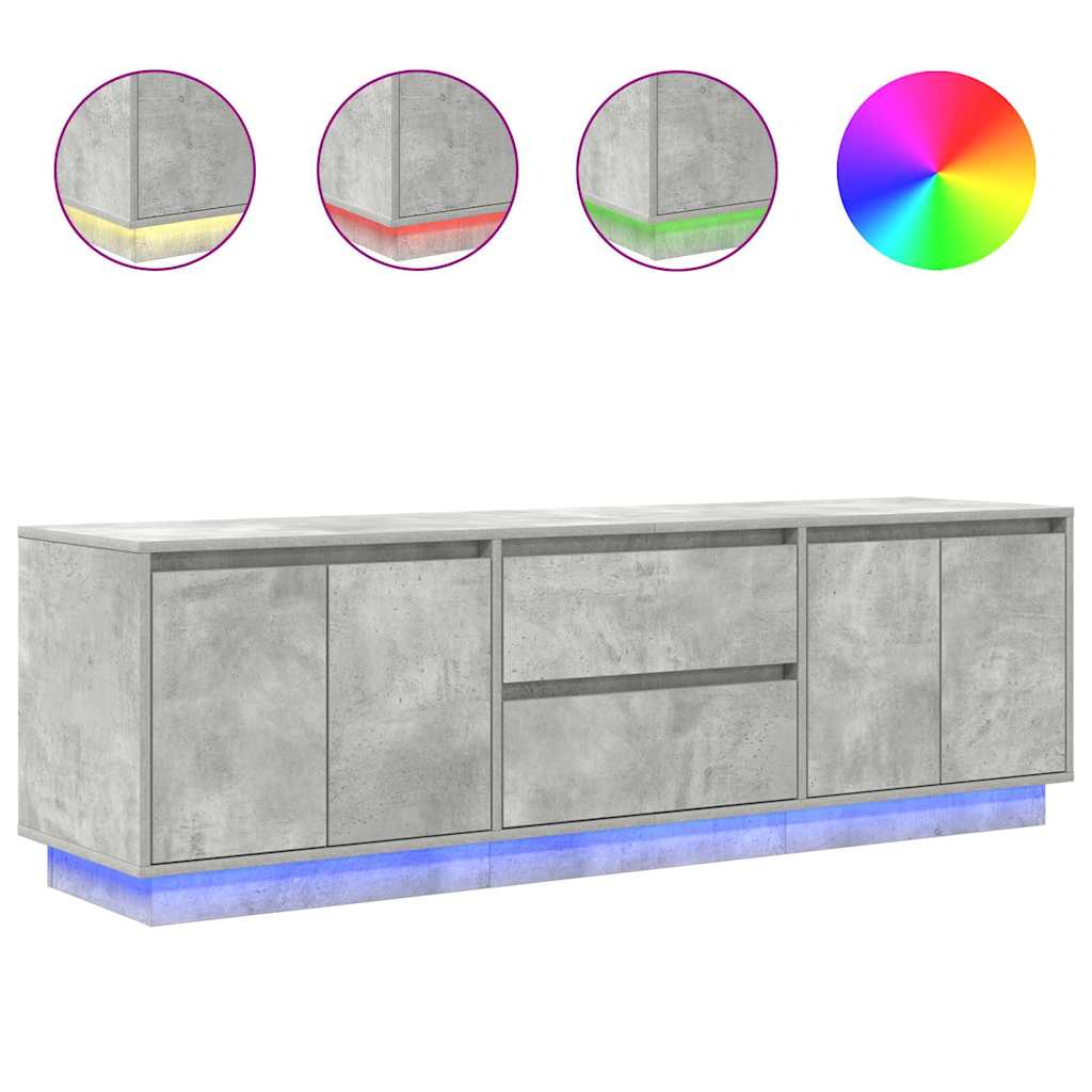TV ormarić s LED svjetlima siva boja betona 160,5x41x50 cm