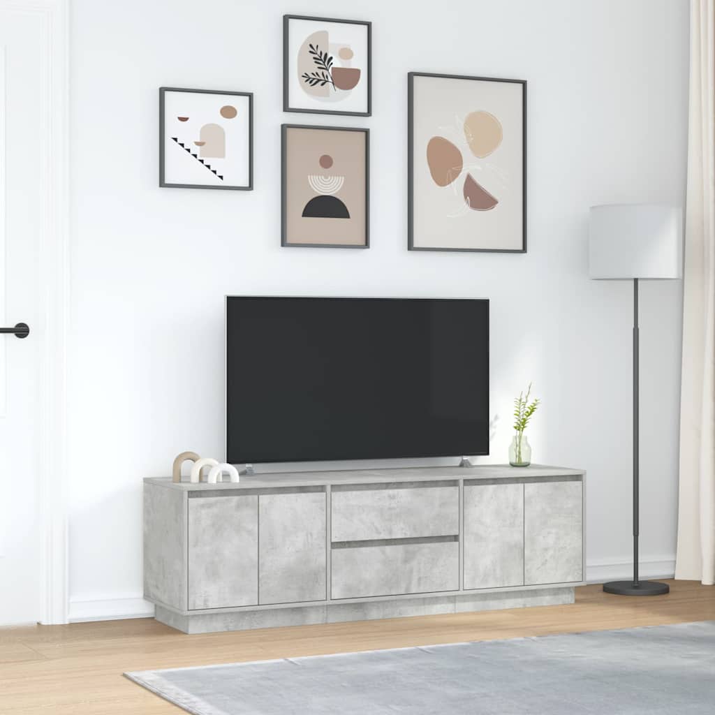 TV ormarić s LED svjetlima siva boja betona 160,5x41x50 cm