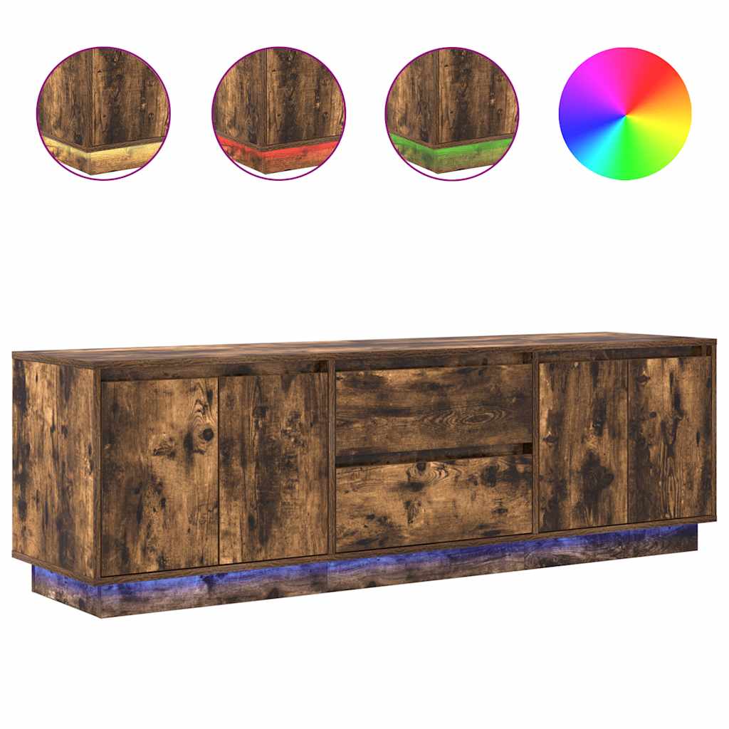 TV ormarić s LED svjetlima boja dimljenog hrasta 160,5x41x50 cm