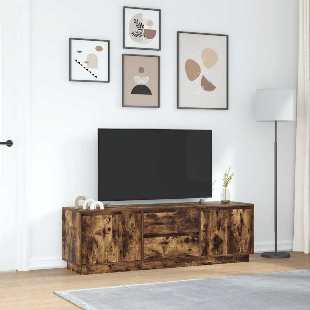 TV ormarić s LED svjetlima boja dimljenog hrasta 160,5x41x50 cm