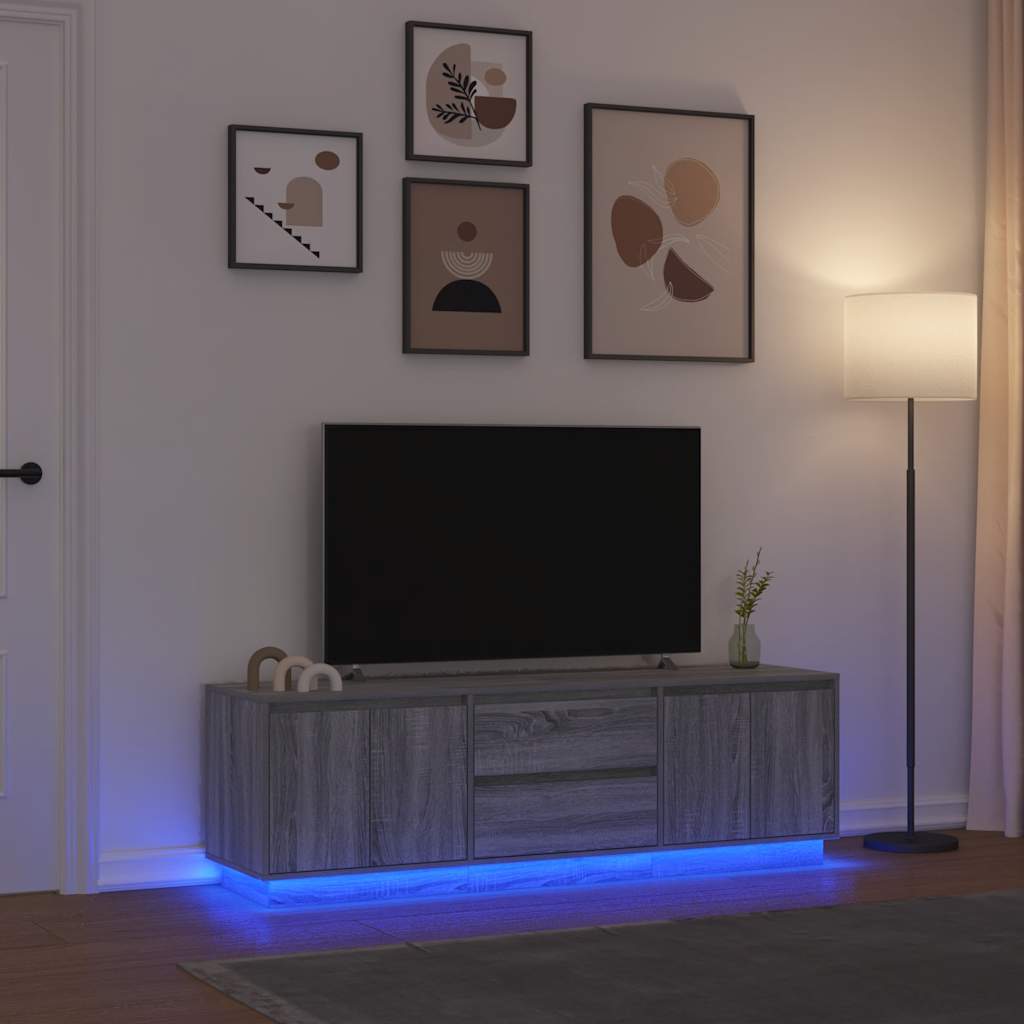 TV ormarić s LED svjetlima boja hrasta 160,5x41x50 cm