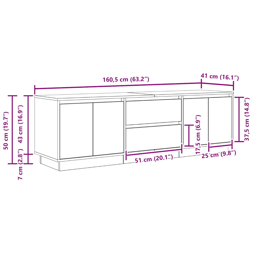 TV ormarići s LED svjetlima 2 kom boja drva 160,5x41x50 cm