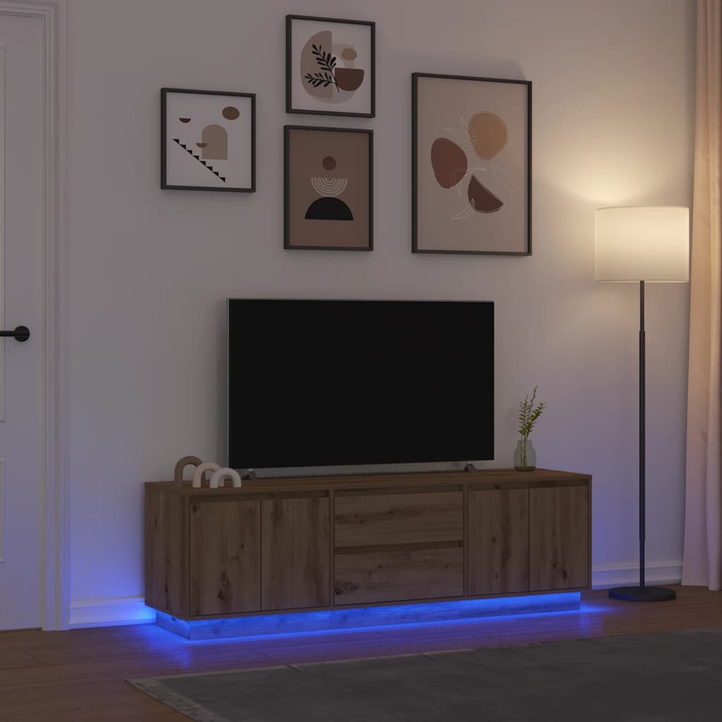 TV ormarić s LED svjetlima artisan hrast 160,5x41x50 cm