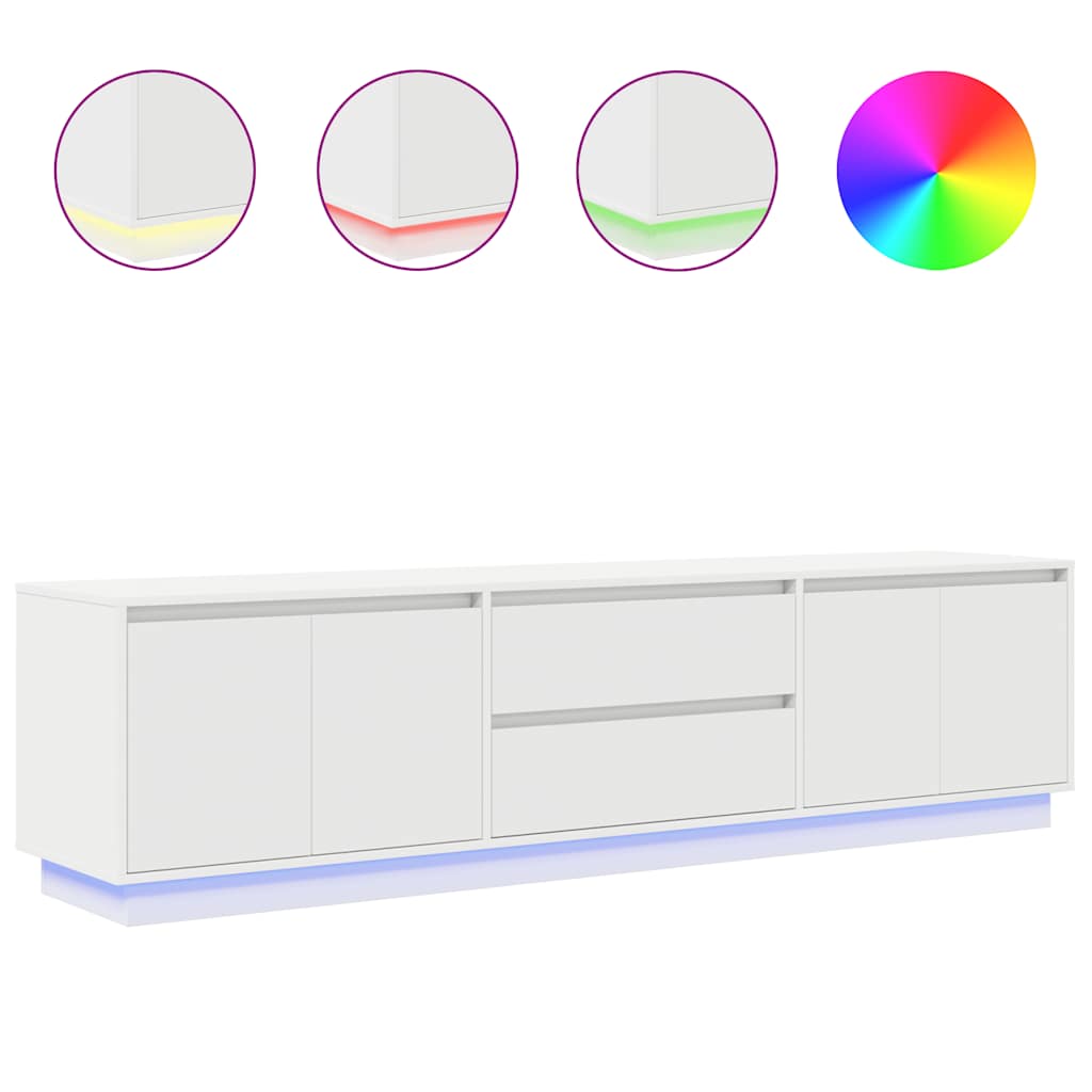 TV ormarić s LED svjetlima bijeli 193,5x41x50 cm