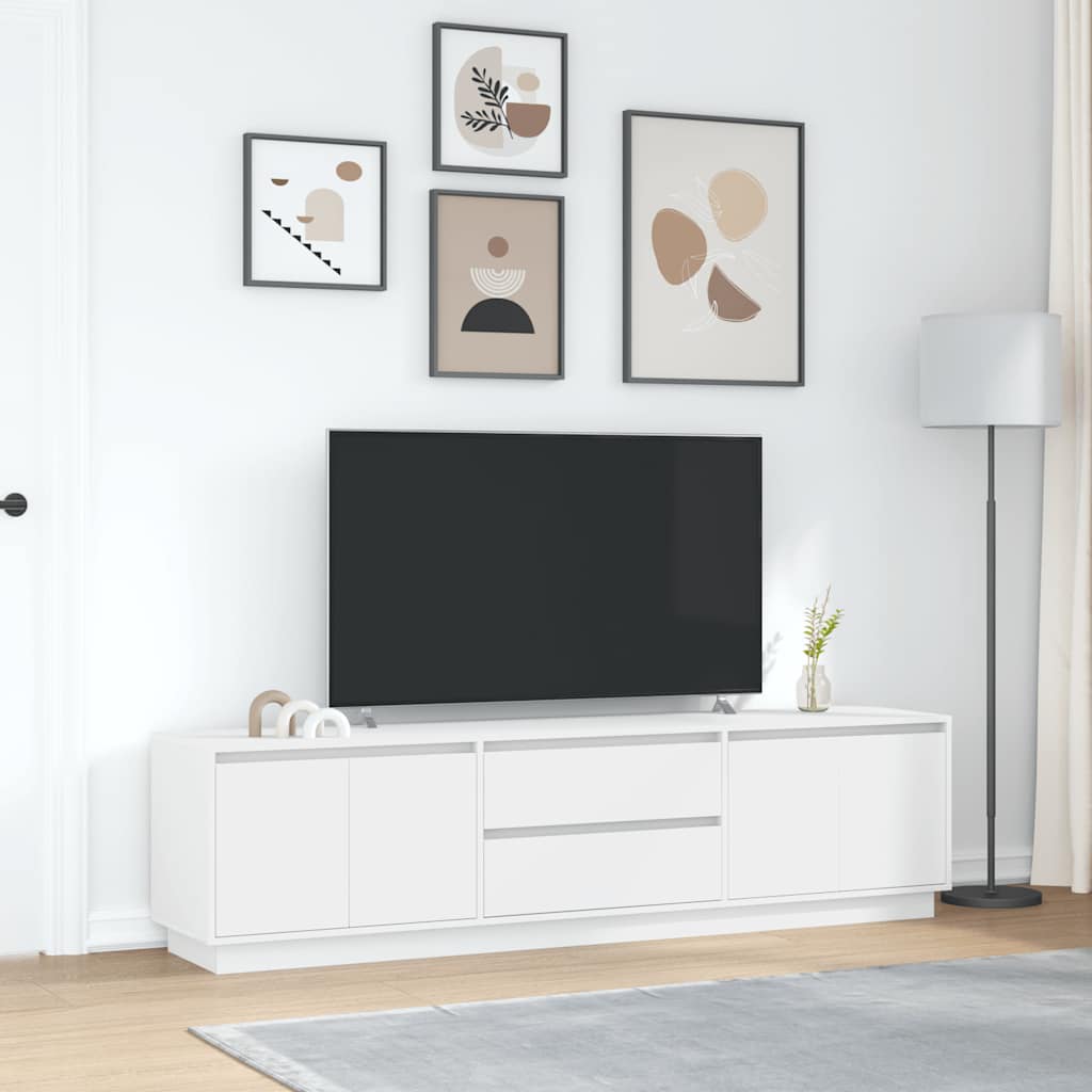 TV ormarić s LED svjetlima bijeli 193,5x41x50 cm