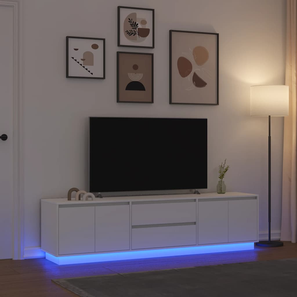 TV ormarić s LED svjetlima bijeli 193,5x41x50 cm