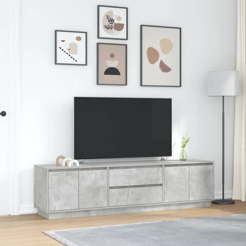 TV ormarić s LED svjetlima siva boja betona 193,5x41x50 cm