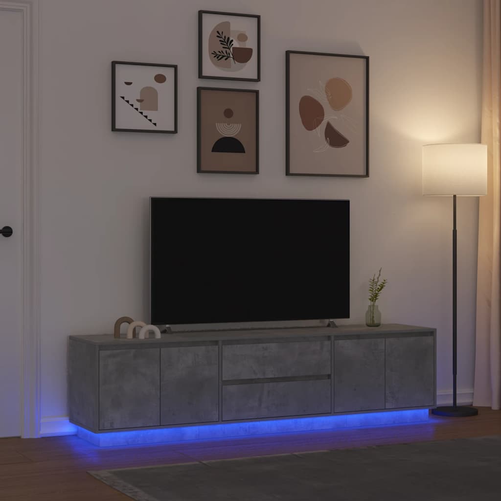 TV ormarić s LED svjetlima siva boja betona 193,5x41x50 cm
