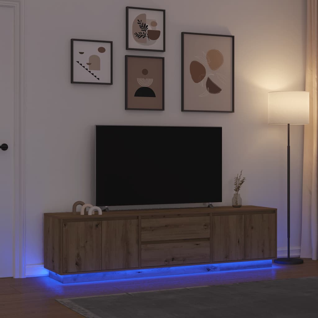 TV ormarić s LED svjetlima Artisan hrast 193,5x41x50 cm