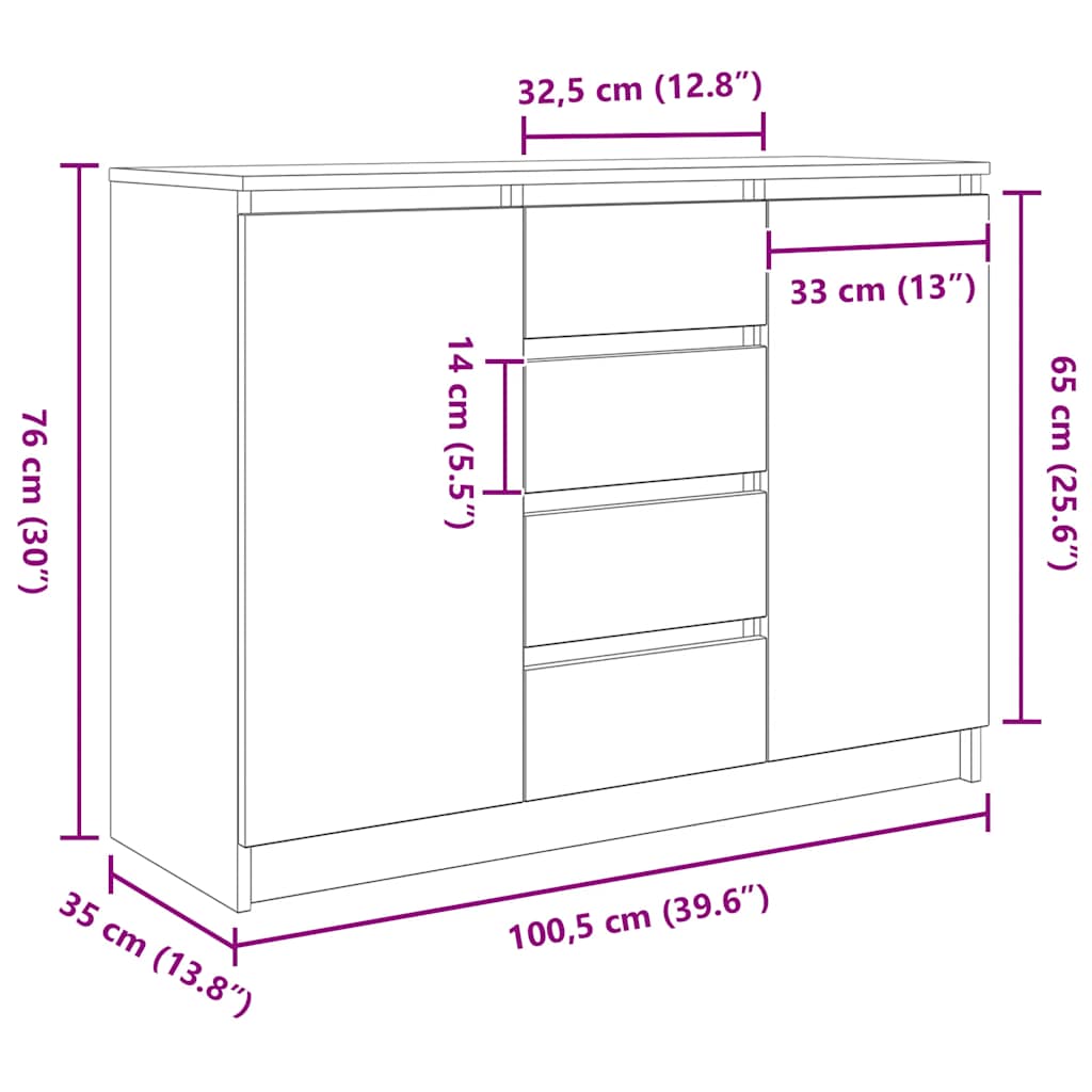 Komoda s ladicama staro drvo 100,5x35x76 cm konstruirano drvo