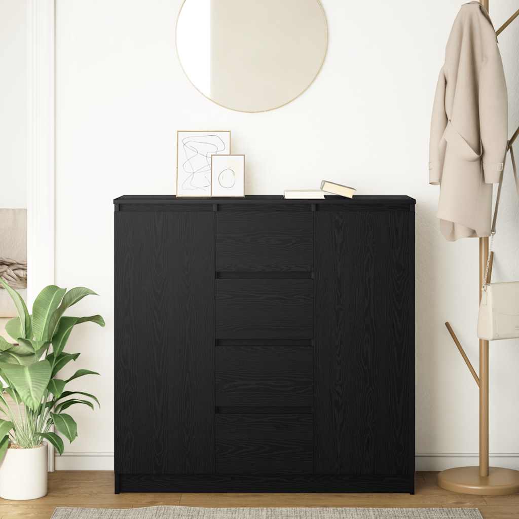 Komoda s ladicama crni hrast 100,5x35x98,5 cm konstruirano drvo