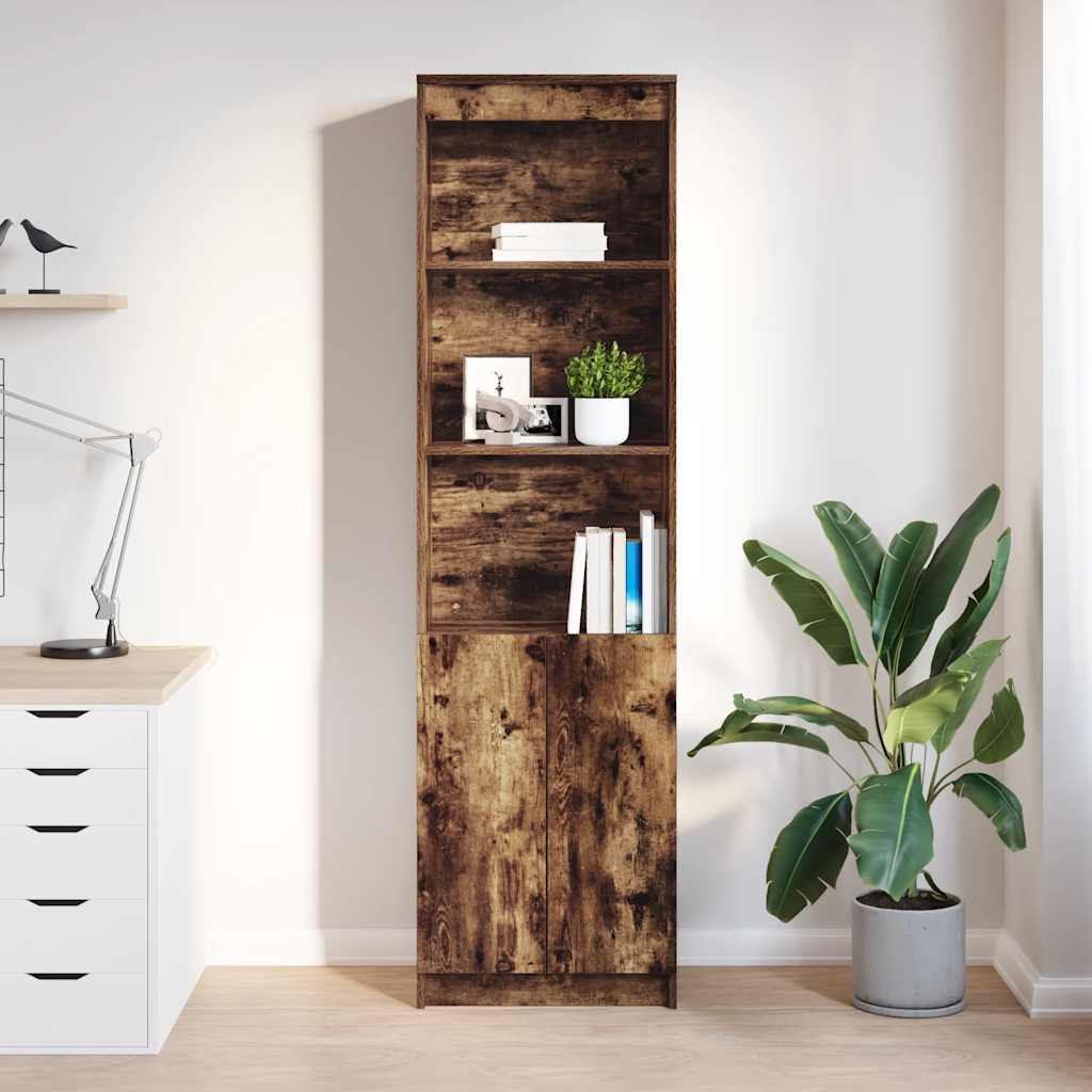 Visoka komoda dimljeni hrast 50x35x180 cm konstruiranog drva