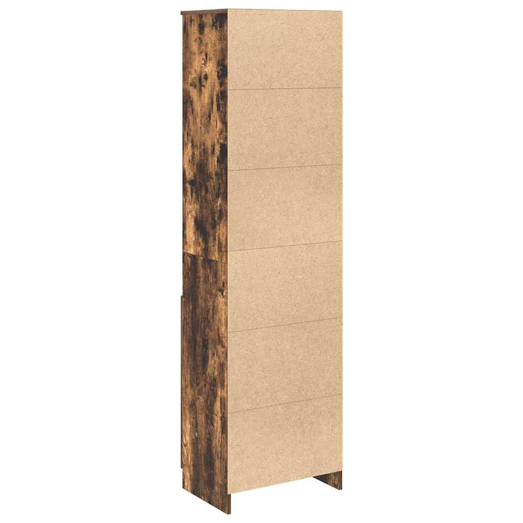 Visoka komoda dimljeni hrast 50x35x180 cm konstruiranog drva