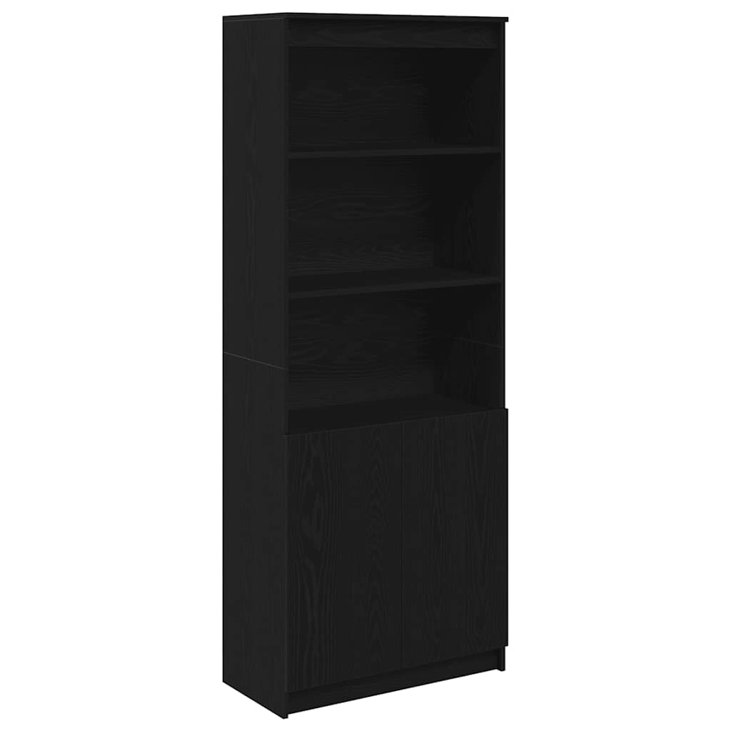 Visoka komoda crna hrast 70x35x180 cm od konstruiranog drva