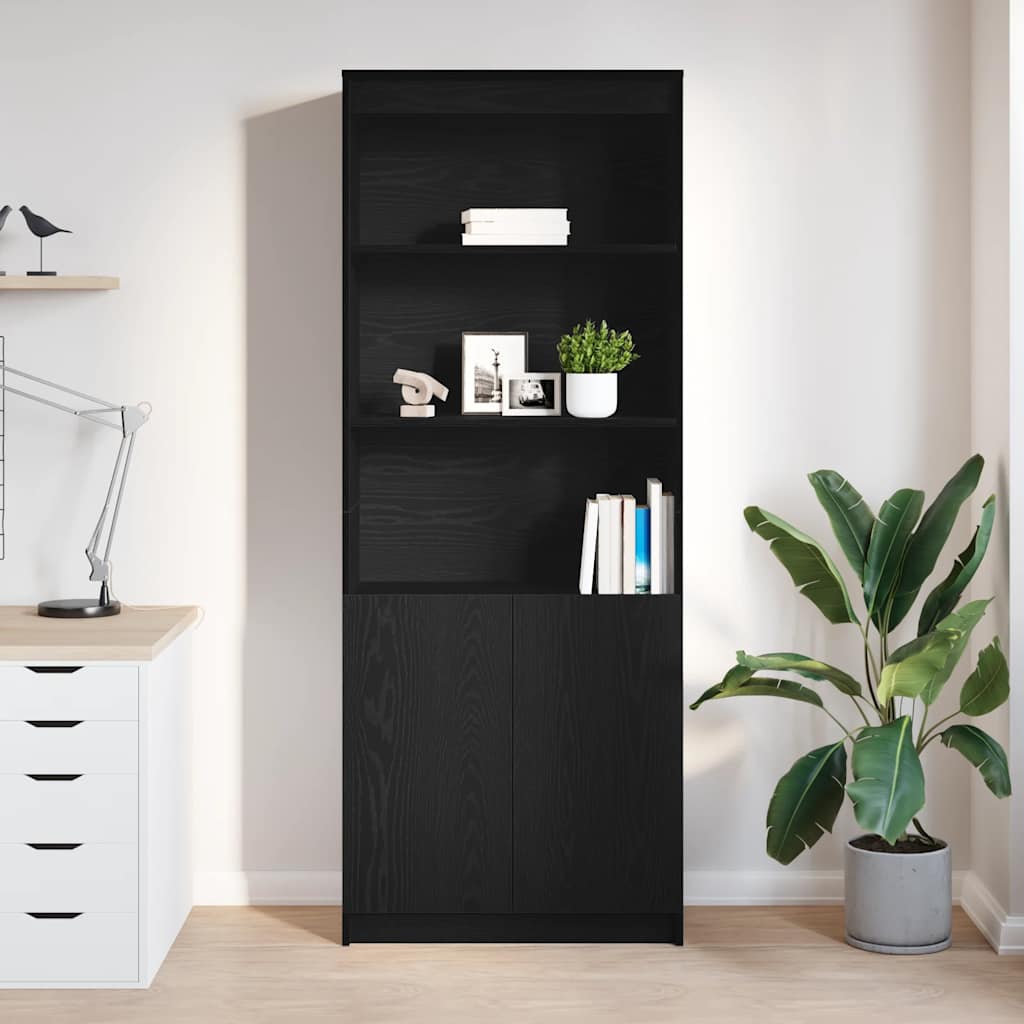 Visoka komoda crna hrast 70x35x180 cm od konstruiranog drva