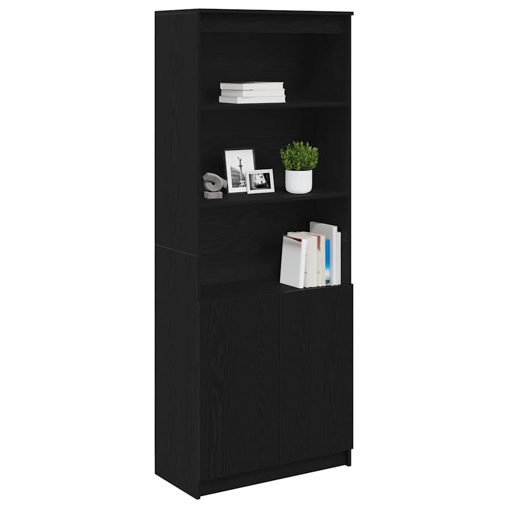 Visoka komoda crna hrast 70x35x180 cm od konstruiranog drva