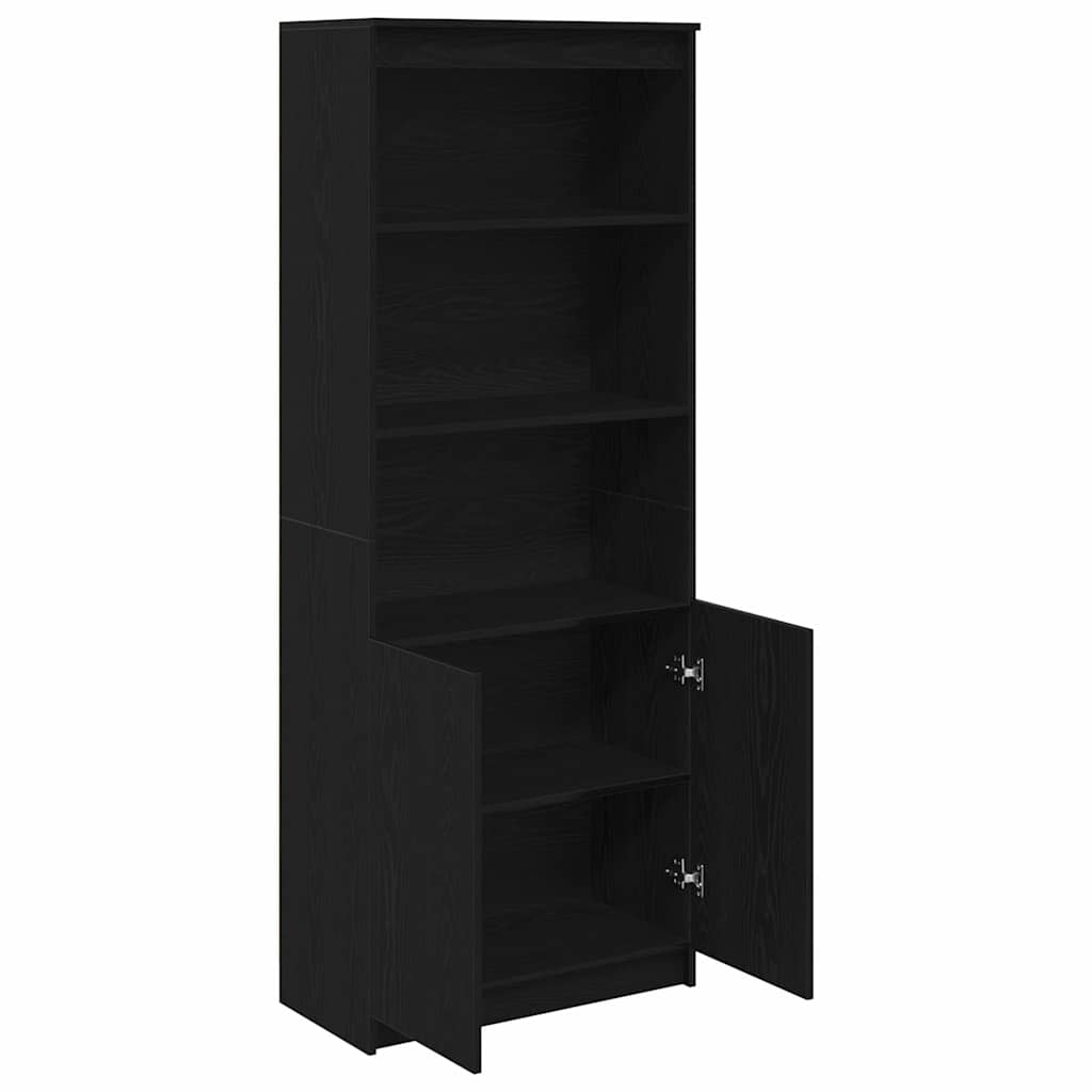 Visoka komoda crna hrast 70x35x180 cm od konstruiranog drva