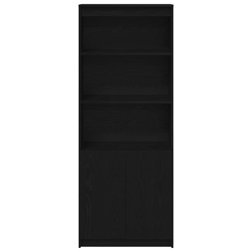 Visoka komoda crna hrast 70x35x180 cm od konstruiranog drva
