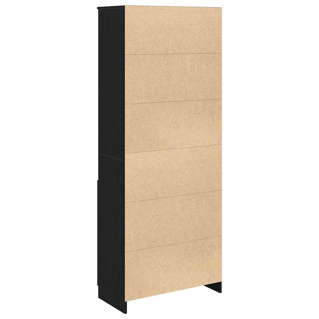 Visoka komoda crna hrast 70x35x180 cm od konstruiranog drva