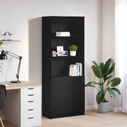Visoka komoda crna hrast 70x35x180 cm od konstruiranog drva