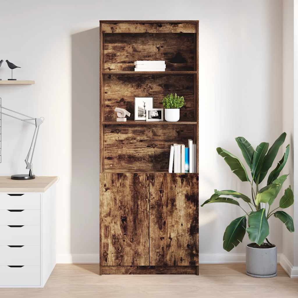 Visoka komoda dimljeni hrast 70x35x180 cm konstruiranog drva