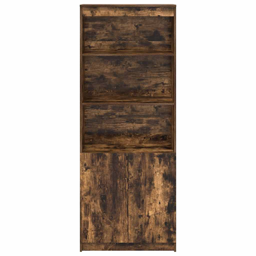 Visoka komoda dimljeni hrast 70x35x180 cm konstruiranog drva