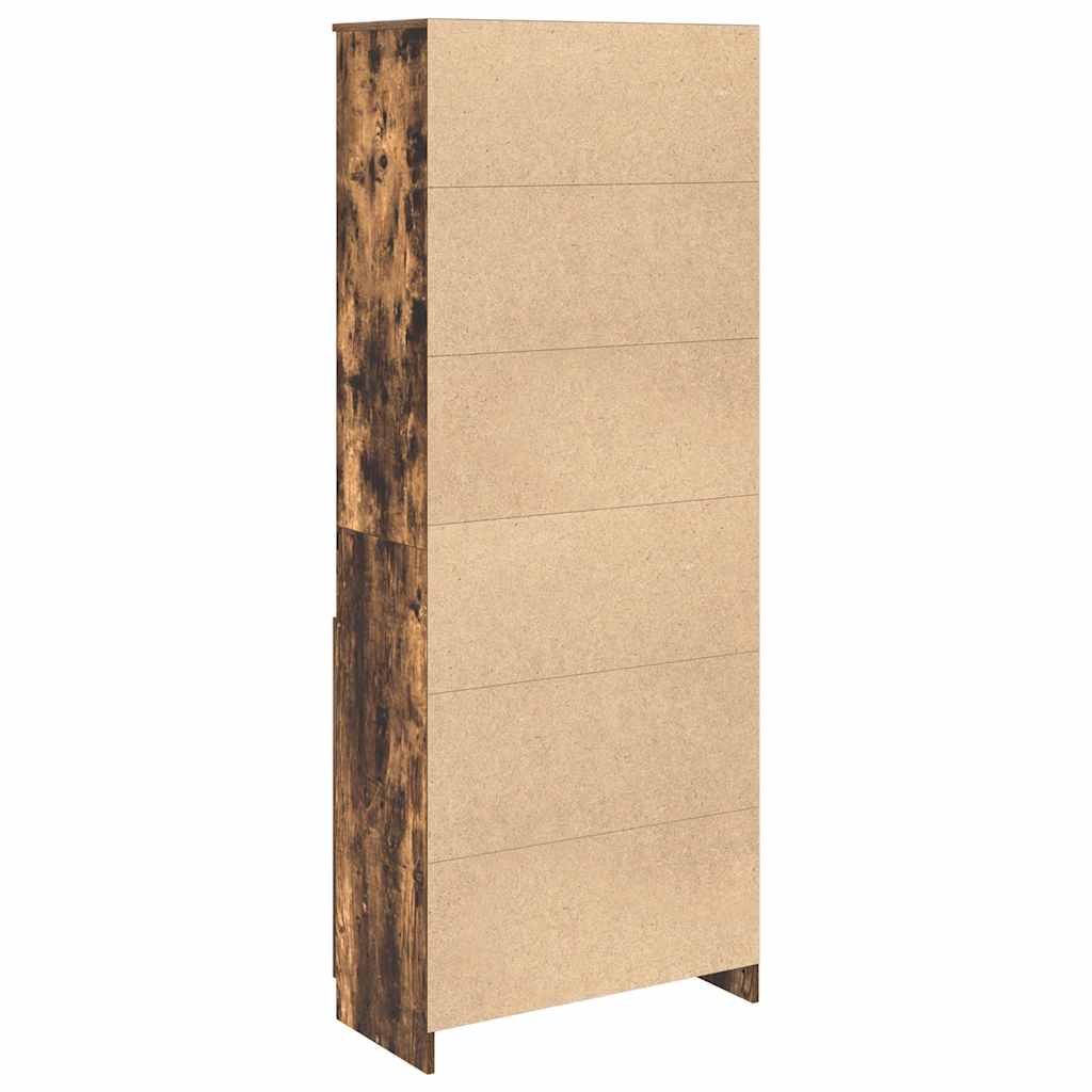Visoka komoda dimljeni hrast 70x35x180 cm konstruiranog drva