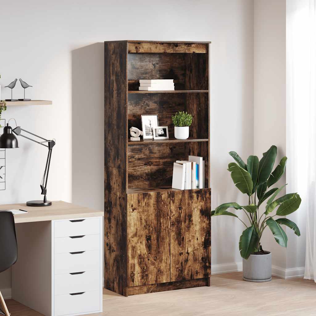 Visoka komoda dimljeni hrast 70x35x180 cm konstruiranog drva