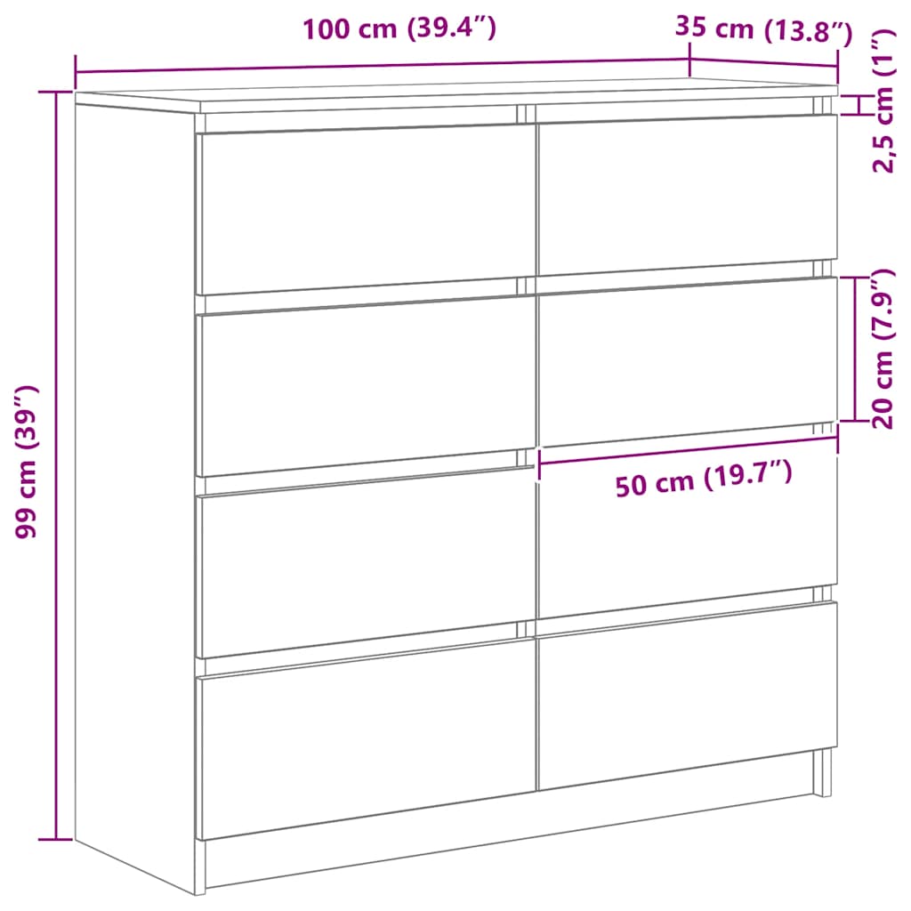 Komoda boja hrasta sonome 100x35x99 cm konstruirano drvo
