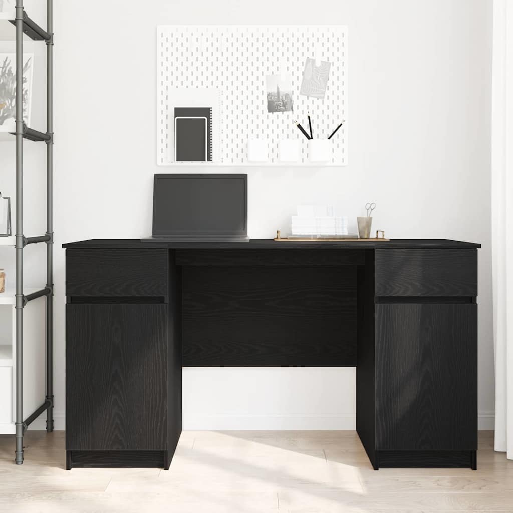Stol s ladicama Crni hrast 140 x 49 x 76 cm Konstruirano drvo