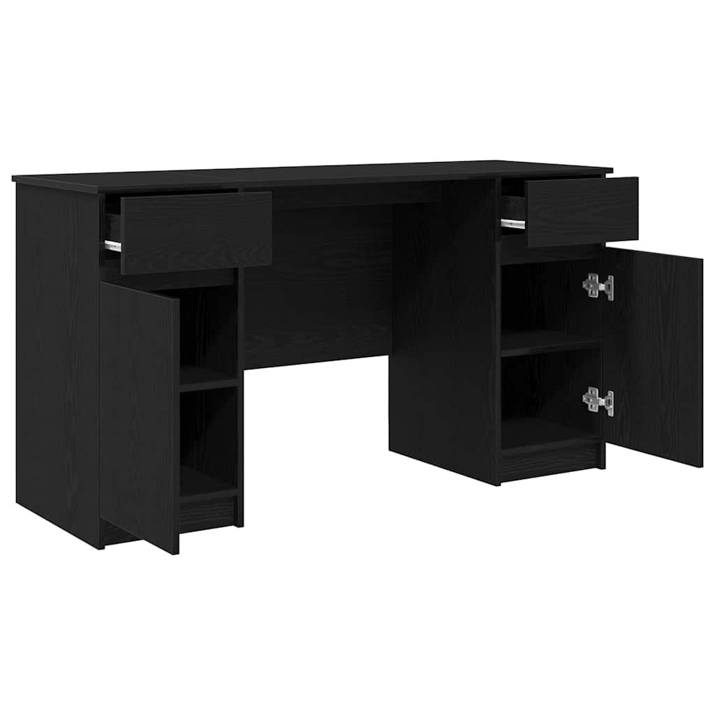 Stol s ladicama Crni hrast 140 x 49 x 76 cm Konstruirano drvo