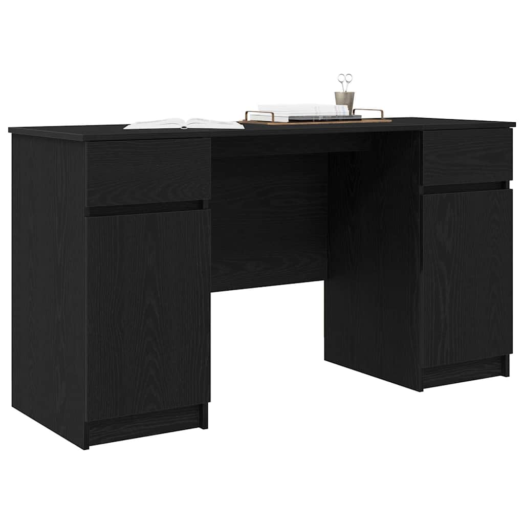 Stol s ladicama Crni hrast 140 x 49 x 76 cm Konstruirano drvo